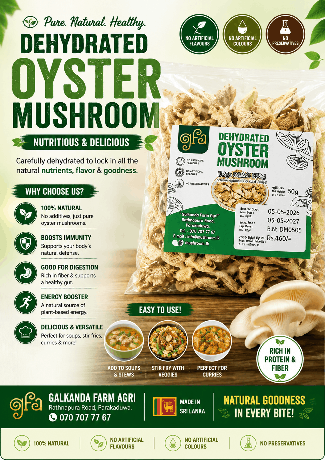 Dehydrated Oyster Mushroom 50g - Image 2